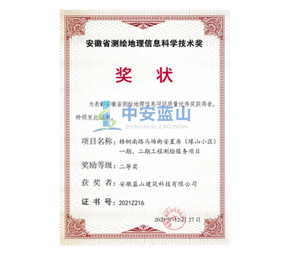 安徽省测绘地理信息科学技术奖